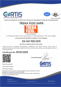 Certifikata zyrtare ISO 9001:2015 e Treka Fizio
